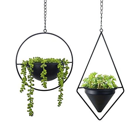 Ceiling Planter, Pot Gantung, Black Plant, Pots Set, Metal Hanging Planters, Plants Home, Dining Room Inspiration, Small Wall, Hanging Planters