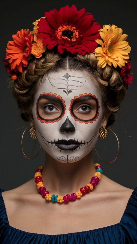 Day Of Dead Hairstyles, Halloween Costume With Braids, Catrina Hairstyle, Crazy Hair Halloween, Day Of The Dead Hairstyles, Day Of The Dead Headpiece Diy, Mexican Makeup Look Traditional, Catrina Headpiece, Intricate Updo