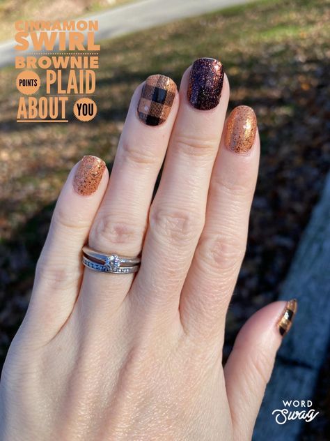 Color Street Fall Mani Ideas, Color Street Nails Brownie Points, Colorstreet Cinnamon Swirl, Cinnamon Swirl Color Street Combo, Color Street Cinnamon Swirl, Rustworthy Color Street Nail Combo, Brownie Points Color Street Combo, Fall Color Street, Color Street Fall Mixed Mani