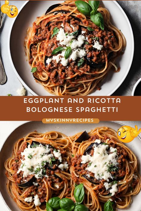 Discover a delicious twist on classic spaghetti with our Eggplant and Ricotta Bolognese! 🍝🍆 This recipe features tender eggplant, savory bolognese sauce, and creamy ricotta cheese for a mouthwatering meal that's sure to impress. Quick, easy, and bursting with flavor, it's perfect for weeknight dinners or special occasions. Try it today and elevate your pasta game! #SpaghettiRecipe #EggplantBolognese #ItalianFood #myskinnyrecipes  🌿🧀 Eggplant Bolognese Sauce, Eggplant Bolognese, Stir Fry Broccoli, Bolognese Spaghetti, Pasta Ricotta, Spicy Peanut Noodles, Broccoli Pasta Bake, Eggplant Pasta, Spaghetti Ingredients