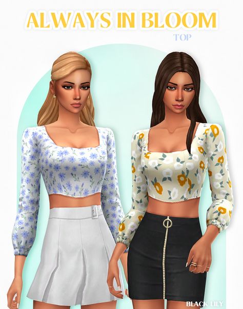 Always In Bloom Top | Black Lily Cc Mods, Sims 4 Mods Clothes, Sims 4 Cas, Sims 4 Cc Finds, Sims 4 Clothing, Sims 4 Cc, Maxis Match, Sims 4 Mods, Custom Content