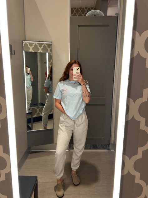 #sweatpants #birkenstock #redhead #ginger #fashion #target #fashion #outfitideas #outfitinspo #fit #ootd #lgbtq Sweatpants And Birkenstocks Outfit, Ginger Fashion, Birkenstocks Outfit, Target Fashion, Birkenstock Outfit, Sweatpants Outfit, Lounge Outfit, Sporty Outfits, Outfits For Teens