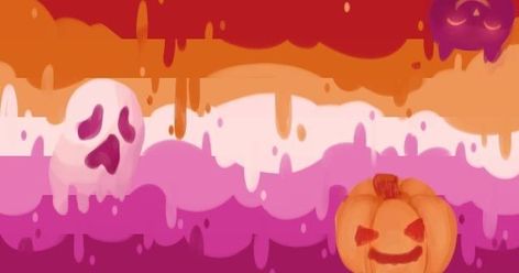 Halloween Lesbian Flag, Spooky Lesbian Wallpaper, Pride Wallpapers Laptop, Lesbian Flag Header, Spooky Pride Flags, Halloween Pride Flags, Lesbian Flags, Pride Lesbian, What Is Halloween