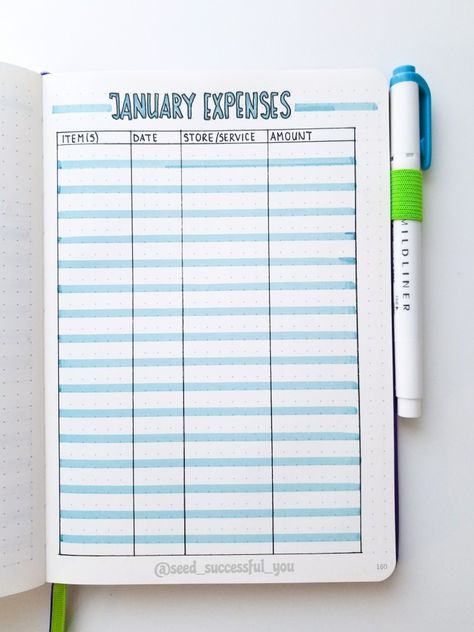 Bullet Journal Expenses, Bullet Notes, Money Journal, Bullet Journal Savings, Spending Budget, Bullet Journal Budget, Finance Bullet Journal, Planning Organization, January Bullet Journal