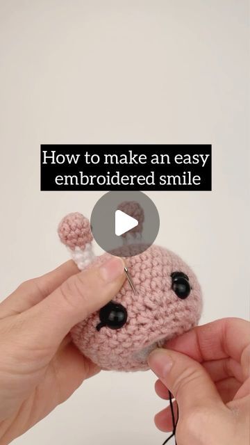 Amigurumi Pattern Designer on Instagram: "Tips for the perfect embroidered smile...
👉Use black embroidery floss for a more delicate look 💗
👉 If the smile is not centered on your first try, pull it out and start over!  Or if the placement just doesn’t look right, move the smile up or down a round.
Before I made this video, I sewed and pulled out 10 different smiles trying to find the perfect look! 😅 It’s worth it to be satisfied with your work! 🥰" How To Add A Smile To Crochet, Crochet Smile, How To Embroider Smile On Amigurumi, How To Sew Eyes On Crochet Animals, Embroidered Eyes Amigurumi, Embroidery Floss, Crochet Animals, Animals Friends, Amigurumi Pattern