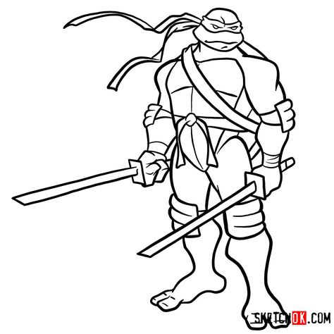 How to draw Leonardo with Ninjatos | TMNT - Step by step drawing tutorials Leo Drawing, Michelangelo Ninja Turtle, Matthew Knight, Ninja Turtle Drawing, Ninja Turtle Coloring Pages, Turtle Coloring, Animals Jokes, Leonardo Ninja Turtle, Turtle Coloring Pages