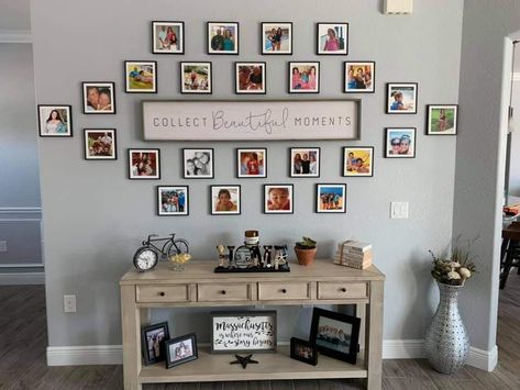 Family And Friends Photo Wall, Staggered Pictures On Wall, Family Picture Wall Ideas Bedroom, Memories Wall, Wedding Photo Display Home, Mixtiles Photo Wall, Family Photos Wall Decor, Picture Wall Living Room, Family Pictures On Wall