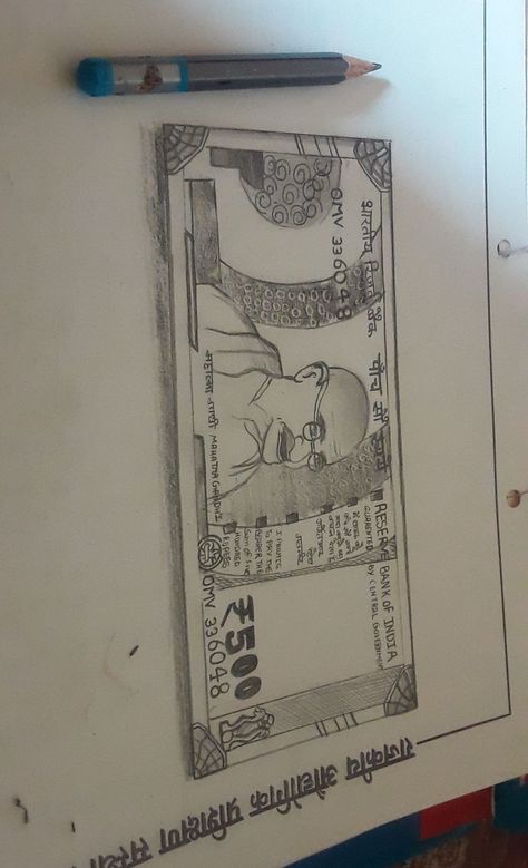 Sketch by 500 rupees with hand drow Bank Of India, Famous Stars, The Hundreds, Easy Drawings, Art Drawings, Drawings, Art