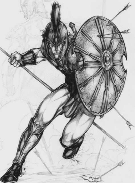 Spartan Tattoo, Warrior Drawing, Greek Mythology Tattoos, Greek Warrior, Warrior Tattoos, Mythology Tattoos, Greek Tattoos, Warrior Tattoo, Figure Sketching