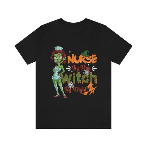 Halloween Nurse Shirt, Spooky Nurse, Nurse By Day Witch By Night, Halloween Nurse, Future Nurse, Funny Nurse Shirt, Nurse Crewneck, Habensen by Habensengallery on Etsy Funny Nurse Shirts, Halloween Top, Halloween Nurse, Future Nurse, Top Funny, Nurse Humor, Nursing Shirts, Halloween Funny, Halloween Fun