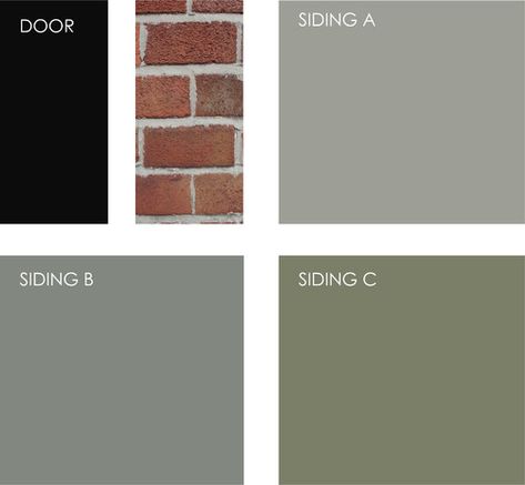 If you are working with red brick siding, try painting your front door black and then choosing a gray-blue or blue-green color for the rest of the house Front Door Black, Brick Siding, Exterior House Color, Door Black, Siding Colors, Pintura Exterior, Exterior Paint Color, Red Brick House, Exterior Color Schemes