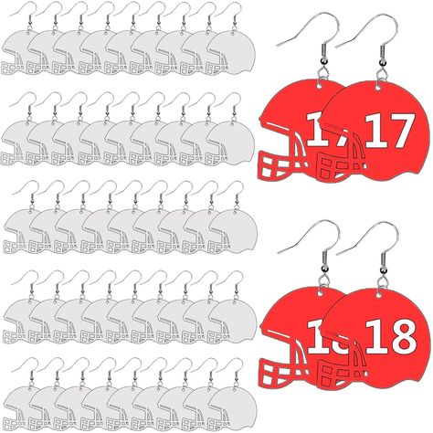 PRICES MAY VARY. you will got 48 pcs Sublimation Football Jewelry MDF Earrings,48 Earring Hooks and 48 Jump Rings in 1 package ,each Sublimation Earring have Double-sided coating Sublimation MDF Material: sublimation blanks earrings made of MDF. surface and good hardness, easy to heat press. sublimate very well with heat transfers of quality ink. The images transfer cleanly with crisp edges, with a vibrant color result on the blanks DIY Sublimation Earrings: The sublimation earrings supports a v Mdf Earrings, Sublimation Earrings, Football Jewelry, Diy Sublimation, Football Earrings, Double Sided Earrings, Sublimation Blanks, Football Helmet, Sports Mom