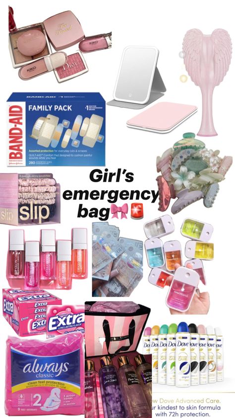 What should be in a girls emergency bag🎀🚨 Girls Emergency Bag, Beauty Tips Before Wedding, Emergency Bag, Cheer Coaches, A Girl, Beauty Hacks, Dior