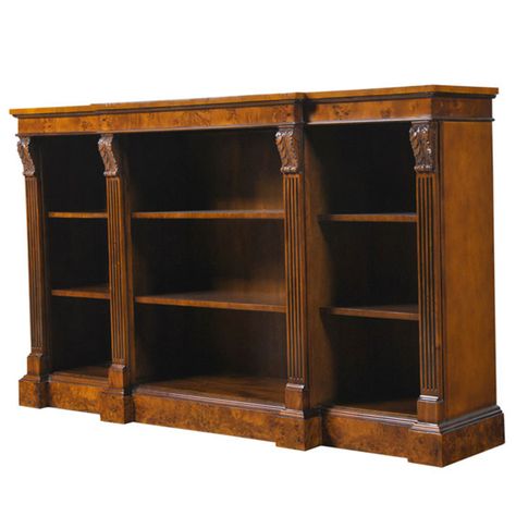 Burled Penhurst Bookcase, Niagara Furniture, bookcase with shelf Horizontal Bookcase, Farmhouse Bookshelf, Bookcases For Sale, Mahogany Furniture, Traditional Office, Piano Room, Bookcase Wall, Solid Wood Shelves, Standing Shelves