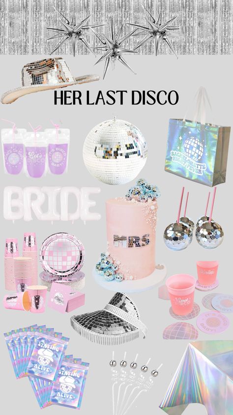 Hen Party Last Disco, Hen Party Colour Themes, Last Disco Theme Bachelorette, Last Disco Hen Do, Last Disco Hens Party, Disco Hens Party Outfit, Desert Disco Bachelorette Decor, One Last Disco Bachelorette, The Last Disco Hen Party