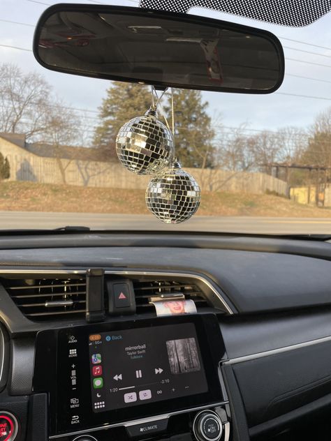 Mirrorball Car Decoration, Dream Car Decor, Disco Ball Car Hanger, Car Fairy Lights, Taylor Swift Car Stuff, Disco Ball Car Decor, Car Disco Ball, Disco Ball Car Charm, Taylor Swift Car Accessories