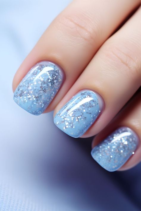 pastel blue nails, glitter nail design, nail art inspiration, nail ideas, trendy nails, nail trends, nail fashion, nail inspo, nail style, nail aesthetics, nail goals, nail vibes, nail colors, nail shades, nail shades of blue, nail glitter, blue manicure, blue nail polish, nail beauty, nail looks, nail inspiration, nail designs, nail 2024, new year nails, party nails Square Acrylics, Aesthetic Nail Ideas, Pastel Blue Nails, Blue Manicure, Nail Aesthetics, Nail Vibes, Nail 2024, Year Nails, Nail Shades