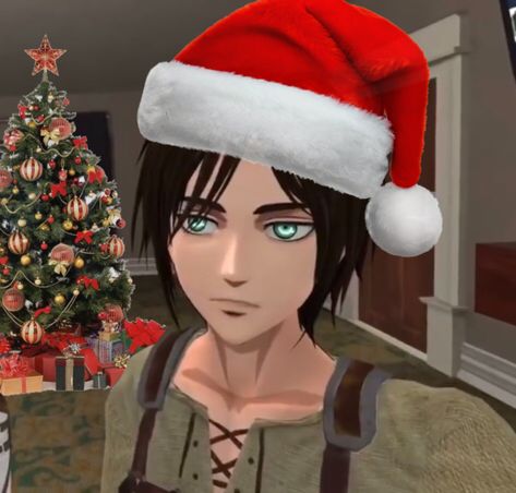 Made by me Eren Christmas Pfp, Aot Christmas Icons, Aot Christmas Pfp, Eren Icon, Christmas Icons, Eren Jaeger, Be A Nice Human, Anime Poses Reference, Anime Poses