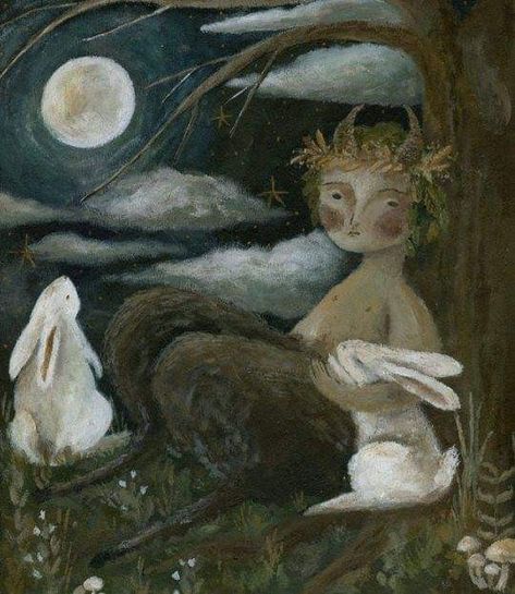 Forest Faun by Josie Wren Fairy Tale Painting, The Beldam, Art Graf, Woodland Art, White Rabbits, Book Illustration Art, Quirky Art, Amazing Paintings, Spirited Art