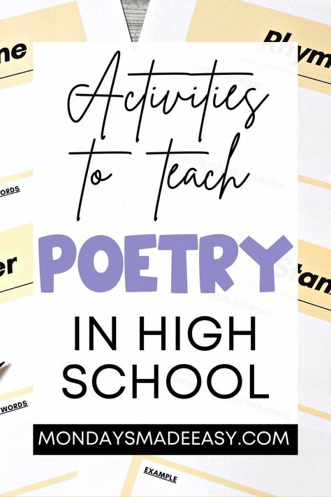 Poetry Unit Middle School, Poems For Middle School, High School Poetry, Analyzing Poetry, Styles Of Writing, Poetry Middle School, School Poetry, Poetry Analysis, Poetry Activities