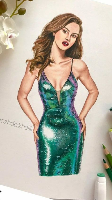 Sequins Illustration Fashion Sketches, Sequin Dress Drawing, Sequin Dress Illustration, Sequin Illustration, Fashion Illustration Face, Fashion Illustration Poses, Fashion Illustration Tutorial, Fashion Illustration Collage, Fashion Figure Drawing