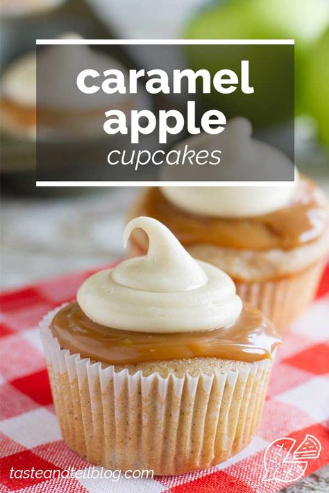 Spiced cupcakes are filled with fresh apples and then topped with caramel sauce and a thick caramel icing in these Caramel Apple Cupcakes that are perfect for fall. Caramel Apple Cupcakes, Cream Cheese Buttercream Frosting, Cupcake Cream, Apple Cupcakes, Coconut Dessert, Cream Cheese Buttercream, Brownie Desserts, Oreo Dessert, Fall Dessert Recipes