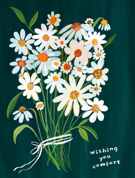 Invitation Addressing, Daisies Bouquet, Condolences Card, Handmade Invitation Cards, Bouquet Watercolor, Flowers Daisies, Addressing Wedding Invitations, Condolence Card, Daisy Bouquet