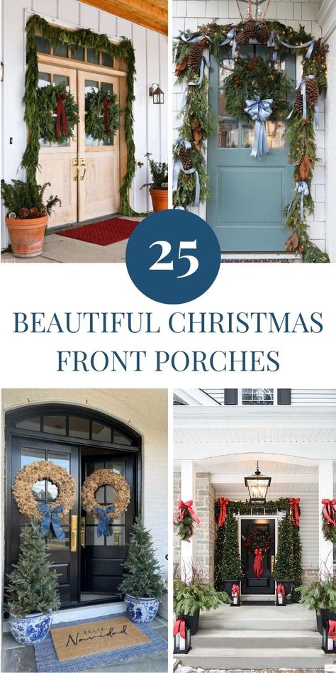 As the holiday season approaches, let's not forget to deck our front porches with festive cheer! Be enchanted by these 25 beautiful christmas front porches, each one a testament to the spirit of the season. From elegant wreaths to charming lanterns, these porches will fill you with warmth and holiday cheer. Which one will inspire your own festive display? #christmasinspiration #holidaydecorating #porchdecor Winter Front Porch Decor After Christmas, Christmas Front Porches, Winter Front Porch Decor, Elegant Wreaths, Outdoor Interior Design, Blogger Home, Christmas Front Porch, Front Porch Decor, Fabulous Christmas