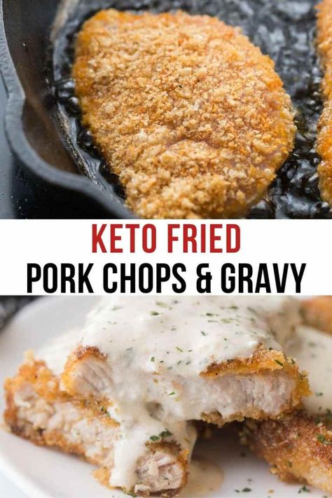 Keto Pork Chops, Keto Pork, Pork Chops And Gravy, Comidas Keto, Low Carb Pork, Fried Pork Chops, Keto Cooking, Keto Recipes Dinner, Fried Pork