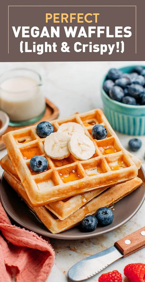 Vegan Waffle Recipe, Dutch Waffles, Vegan Waffles, Waffle Ingredients, Crispy Waffle, Frozen Waffles, Bubble Waffle, Waffle Recipe, Blueberry Sauce