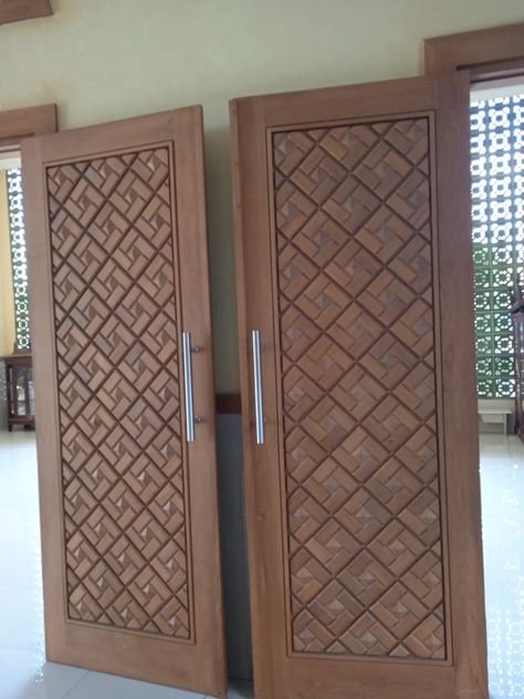 Double Door Design Wood Double Door Design Wood Indian, Main Door Decor, Wood Door Decor, Indian Main Door Designs, Wood Door Design, Tulsi Pot, Single Main Door Designs, Door Decor Ideas, House Front Door Design