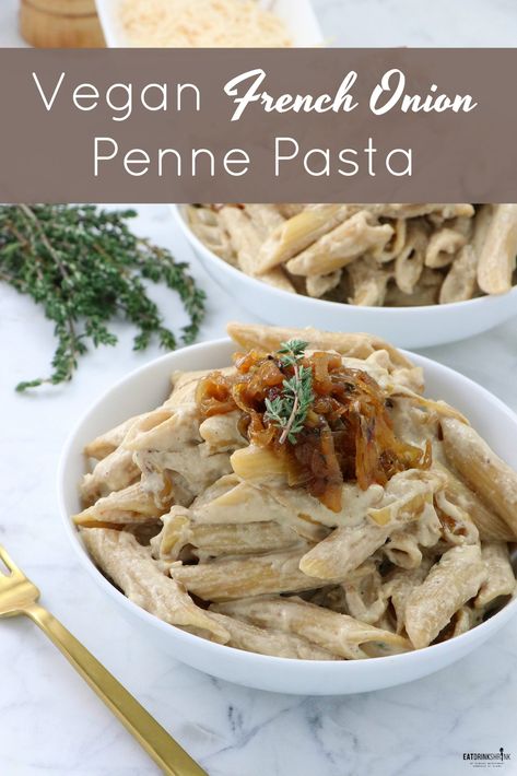 Vegan French Onion Pasta - Labeless Nutrition French Onion Pasta, Onion Pasta, Vegan Pasta Dish, Vegan French, Vegetable Broth, Vegan Soups, Vegan Pasta, Vegan Condiments, Vegan Recipe