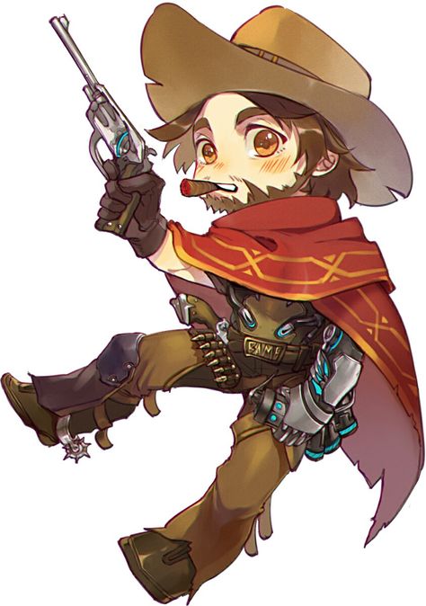 Chibi Overwatch, Cole Cassidy, Cowboy Character Design, Jesse Mccree, Yakuza Game, Mccree Overwatch, Overwatch Wallpapers, Overwatch Fan Art, Spaghetti Western