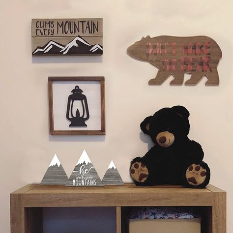 Amazon.com: Riverside Rustics Hanging or Standing Wooden Mountain Decor - Woodland Adventure Newborn Baby Girl, Boy or Gender Neutral Nursery Table, Wall and Shelf Decoration - He Will Move Mountains, Set of 3 - Gray : Home & Kitchen He Will Move Mountains, Nursery Table, Woodland Adventure, Shelf Decoration, Mountain Decor, Table Wall, Baby Girl Boy, Newborn Baby Girl, Neutral Nursery