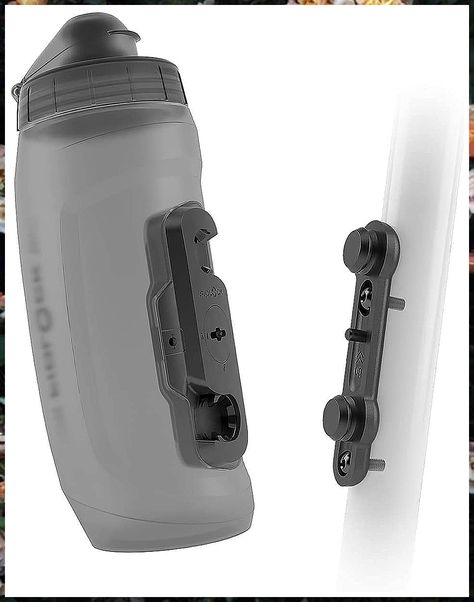 Fidlock Twist Bottle 590 Set- Bike Water Bottle Holder with Attached Bottle - Cage Free Magnetic Mount - Transparent Black Bike Water Bottle Holder, Bike Water Bottle, Water Bottle Holder, Water Bottle Design, Water Bottle Holders, Sport Water Bottle, Drink Holder, Bottle Holder, Valve Cover