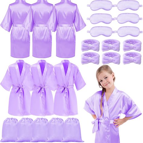 PRICES MAY VARY. AMAZING SPA PARTY SUPPLIES SET: Are you throwing a spa themed birthday party for your little princess? Our girls spa party favors set is your best choice! This spa party supplies for girls set includes 6 satin spa robes (5 sizes), 6 spa spa headbands, 6 satin eye masks and 6 large drawstring bags, which is the nice package for a fun and relaxing spa themed party for girls RELIABLE AND SOFT MATERIALS: We emphasize quality and comfort, so our set is made of premium material. The s Spa Day With Daughter, Unicorn Spa Birthday Party, Skin Care Birthday Party, Spa Girls Birthday Party, Spa Party Ideas For Girls Birthday, Spa Birthday Party Ideas For Kids, Spa Birthday Party Decorations, Birthday Slumber Party Ideas, Spa Party Decor