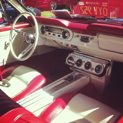 1966 Ford Mustang Interior, Classic Mustang Interior, 1966 Ford Mustang Convertible Cherry Red, Og Coquette, Ford Mustang Interior, Mustang Interior, Red Mustang, 66 Mustang, 65 Mustang