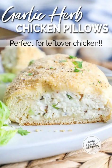 Chicken Pillows Recipe, Chicken Cream Cheese, Chicken Crescent Rolls, Chicken Pillows, Pillsbury Crescent, Garlic Herb Chicken, Parmesan Bread, Cream Cheese Crescent Rolls, Cheese Crescent Rolls