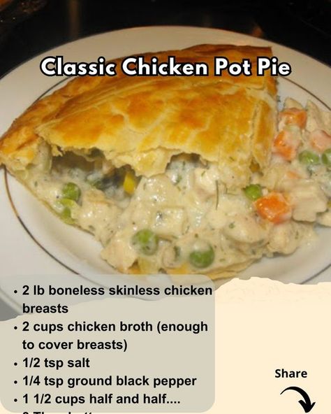 Ashley's Recipes The Best Chicken Pot Pie, Pot Pie Recipe Easy, Chicken Peas, Chicken Potpie, Crockpot Chicken Pot Pie, Easy Chicken Pot Pie Recipe, Best Chicken Pot Pie, Homemade Chicken Pot Pie, Chicken Pot Pie Recipe