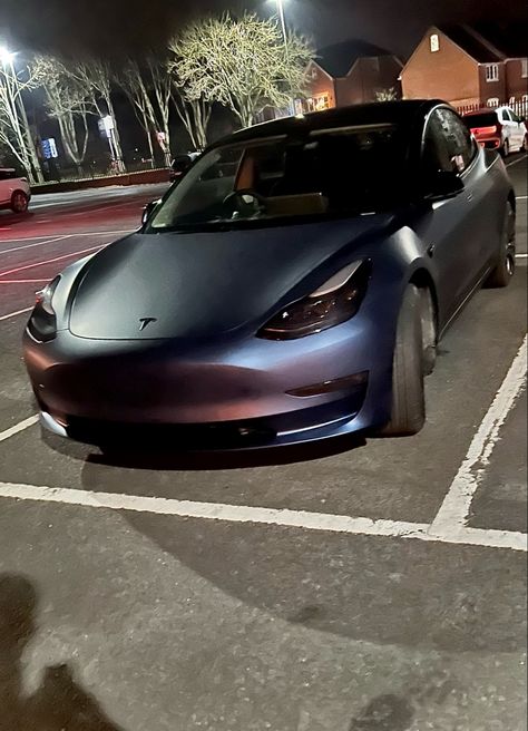 Blue Tesla Aesthetic, Tesla Colors, Tesla Car Wrap, Wrapped Tesla, Model 3 Tesla, Black Tesla, Tesla Wrap, Tesla Car Models, Tesla Aesthetic