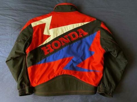 Unisex vintage Honda racing motorcycle jacket color block size L Honda Racing, Peacoats, Jackets Winter, Motor Bike, Racing Jacket, Racing Motorcycles, Riding Gear, Winter Coats, Leather Jackets