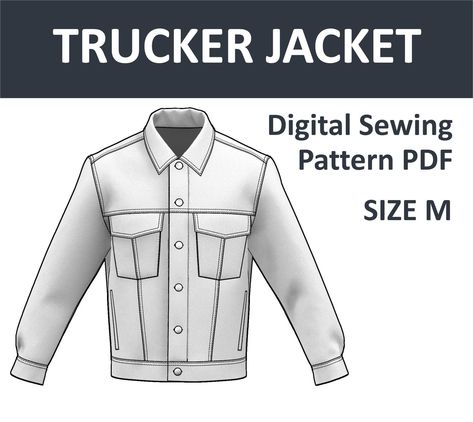 Denim Jacket Pattern, Trucker Jacket Men, Sewing Men, Jacket Sewing Pattern, Jacket Sewing, Pants Sewing, Jean Jacket Men, Jacket Pattern Sewing, Canvas Jacket