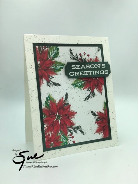 Stampin Up Boughs Of Holly, Boughs Of Holly Dsp, Leaves Of Holly, Boughs Of Holly, Poinsettia Cards, Hand Stamped Cards, Homemade Christmas Cards, Stampin Up Christmas Cards, Christmas Card Crafts