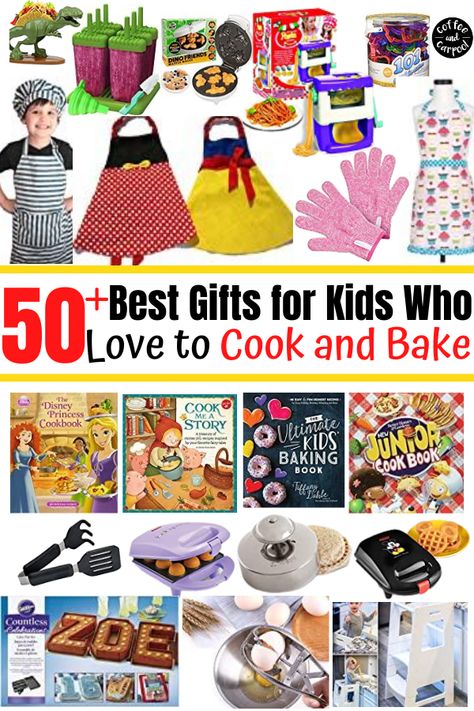 Are your kids cooking and baking fans?Get them a gift they will enjoy with 50+ best gifts ideas for kids who love to cook and bake or gifts to encourage kids to spend more time in the kitchen helping prepare food. #kidcooking #kidbaking #kidsgifts #giftguide #giftsforkids #kidchefs #kidbakers #giftideasforkids Mickey Waffle Maker, Star Wars Cookbook, Toddler Vegetables, Cake Pop Maker, Kids Cookbook, Baking Cookbooks, Cooking Kit, Kid Cupcakes, Baking Book