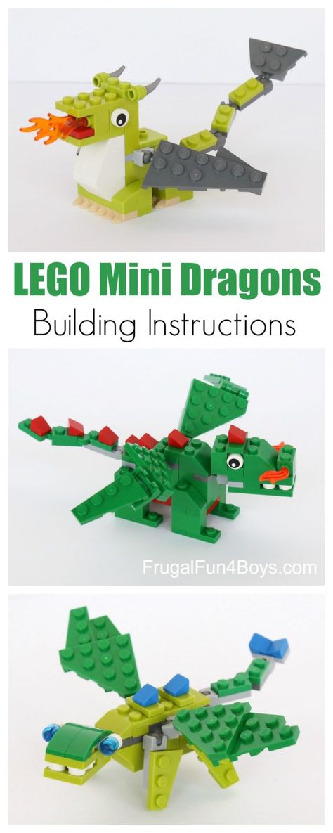 Dragon Activity For Kids, Cool Things To Build With Legos, Tiny Lego Builds, Dragon Activities For Kids, Dragon Activities, Lego Patterns, Lego Stem, Dragon Building, Deco Lego