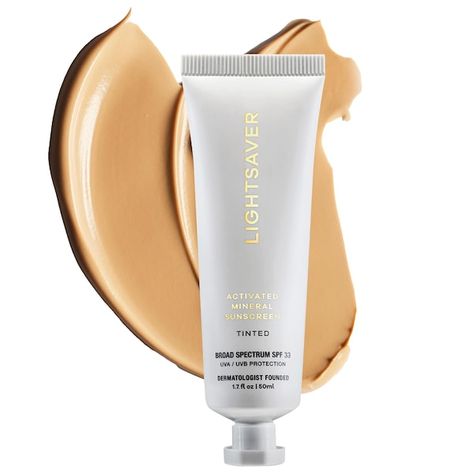 Tinted - Activated Mineral Face Sunscreen Broad Spectrum - SPF 33 - LIGHTSAVER | Sephora Tinted Mineral Sunscreen, Tanning Sunscreen, Natural Sunscreen, Oily Skin Care, Zinc Oxide, Mineral Sunscreen, Broad Spectrum Sunscreen, Spf Sunscreen, Face Sunscreen