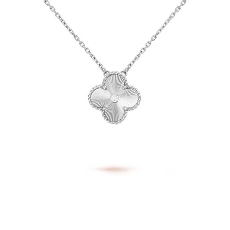 Van Cleef Necklace White Gold, Silver Van Cleef Necklace, Van Cleef And Arpels Jewelry Silver, Van Cleef Guilloche Necklace, Van Cleef Silver Necklace, Van Cleef Arpels Silver, Van Cleef White Gold, Silver Van Cleef, Van Cleef Alhambra