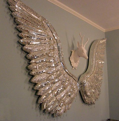 Wings Decoration, Angel Wings Decor, Angel Wings Wall Art, Diy Angel Wings, Angel Wings Wall Decor, Diy Angels, Angel Wings Wall, Wing Wall, Silver Angel Wings