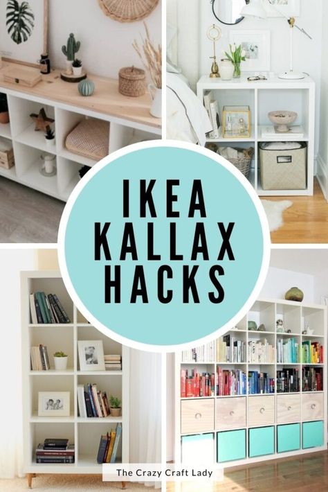 Creative ways to customize Ikea Kallax cubes Ikea Kallac, Black Kallax Hack, Kallax Combinations, Kallax Laundry Room, Ikea Kallax Styling, Kallax Nightstand, Kallax Inserts Ideas, Ikea Kallax Doors Diy, Kallax Upgrade