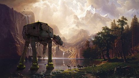 HD wallpaper: Star Wars, AT-AT Walker, water, nature, environment, cloud - sky | Wallpaper Flare Google Art Project, Albert Bierstadt, Hudson River School, Star Wars Concept Art, Sierra Nevada Mountains, Lego Minifigure, Star Wars Wallpaper, Star Wars Artwork, Galactic Empire